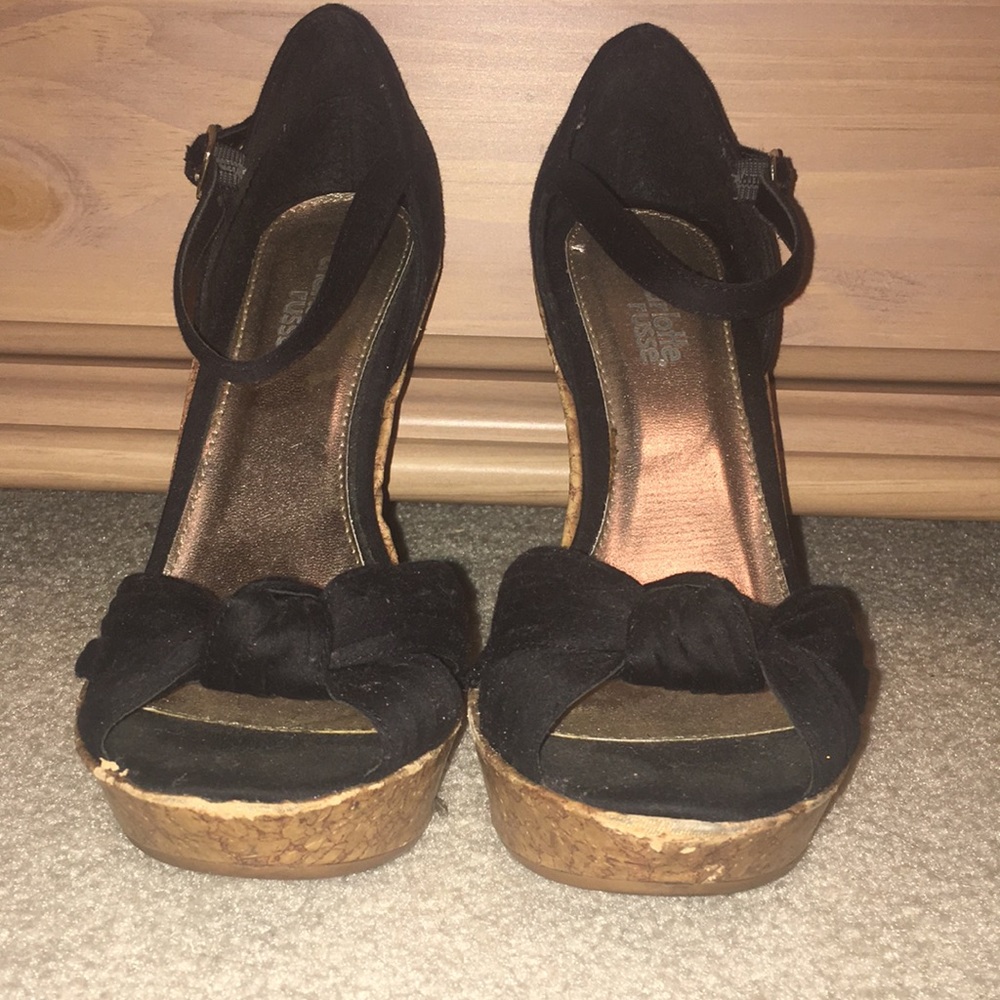 Black Peep Toe Wedges